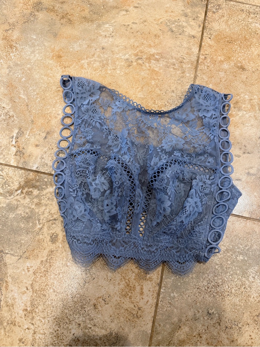 Victoria's Secret Blue Lace High-Neck Bralette sz L
